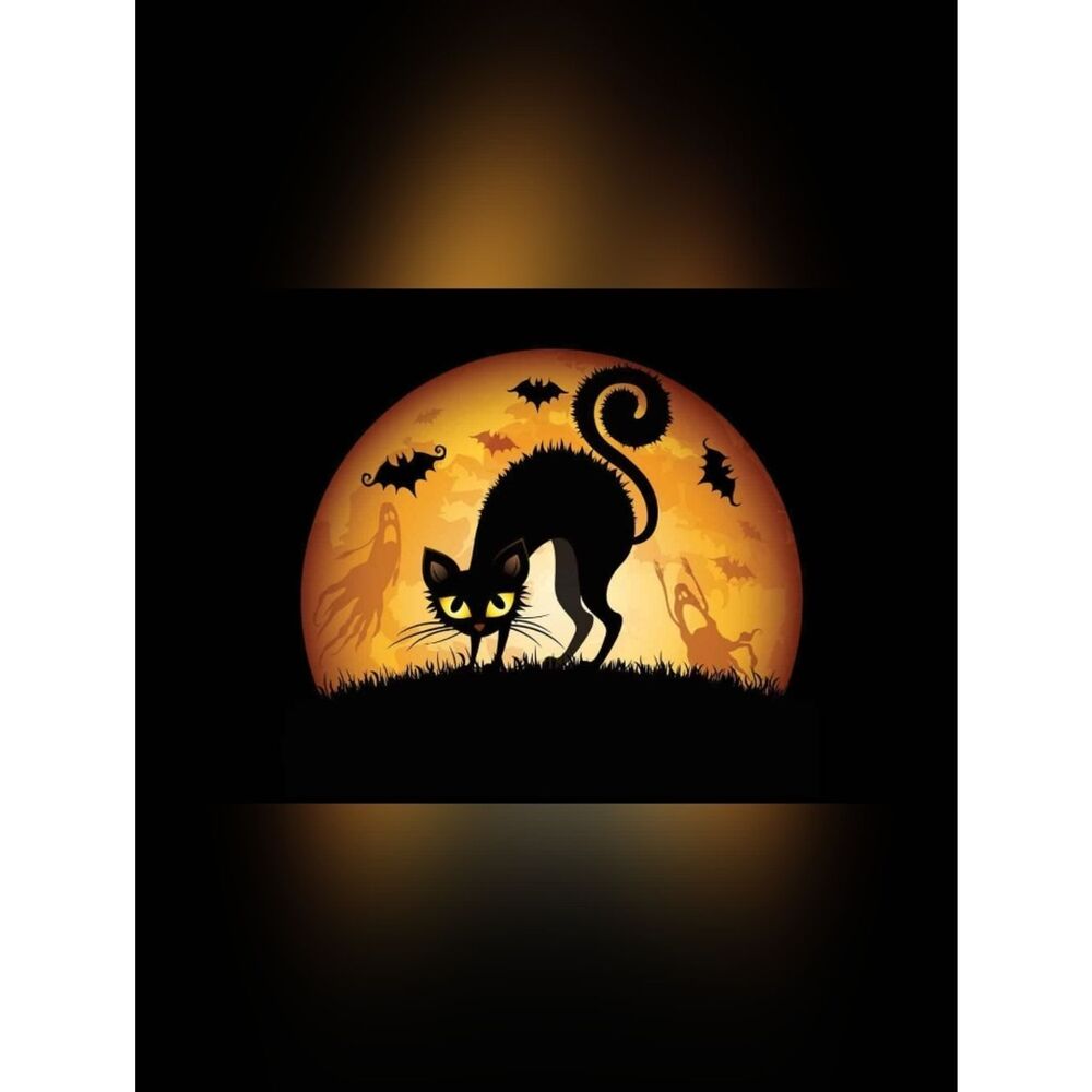 Custom Fridge Magnet Black Cat Halloween Home Kitchen Office Decor